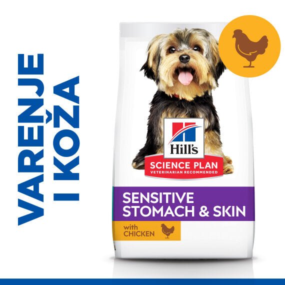 Hill's Science Plan Sensitive Stomach & Skin Adult Small & Mini Hrana za Pse s Piletinom - petcorner