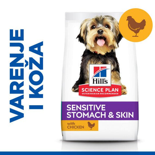 Hill's Science Plan Sensitive Stomach & Skin Adult Small & Mini Hrana za Pse s Piletinom - petcorner