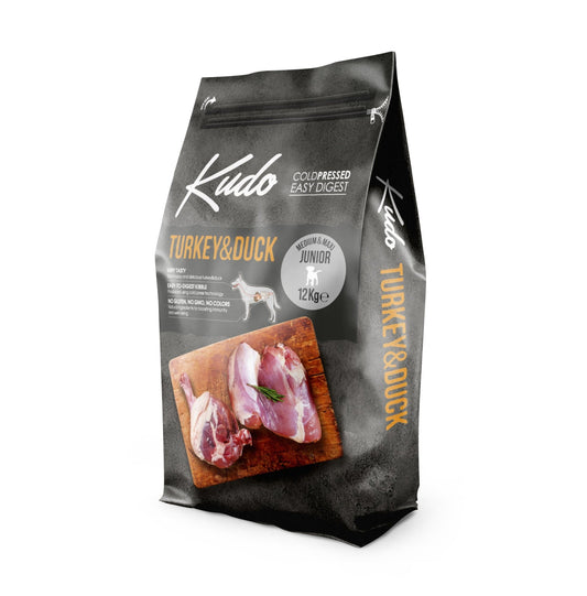 KUDO Low Grain Turkey & Duck Medium/Maxi Junior 12kg - petcorner