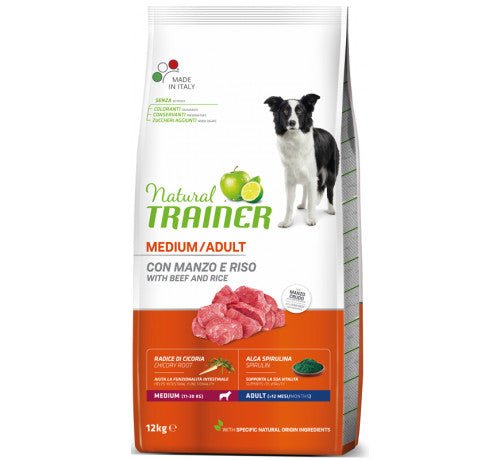 Trainer Natural Dog Hrana Za Odrasle Pse, Srednjih rasa, Govedina I Pirinač, 12kg - petcorner