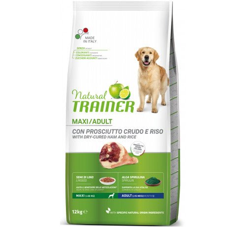 Trainer Natural Dog Hrana Za Odrasle Pse Velikih rasa, sa Sirovom Šunkom I Pirinčem, 12kg - petcorner