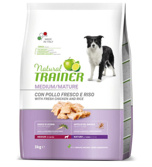 Trainer Natural Dog Hrana Za Pse, Sveža Piletina, Za Starije Pse, Srednjih rasa, 3kg - petcorner