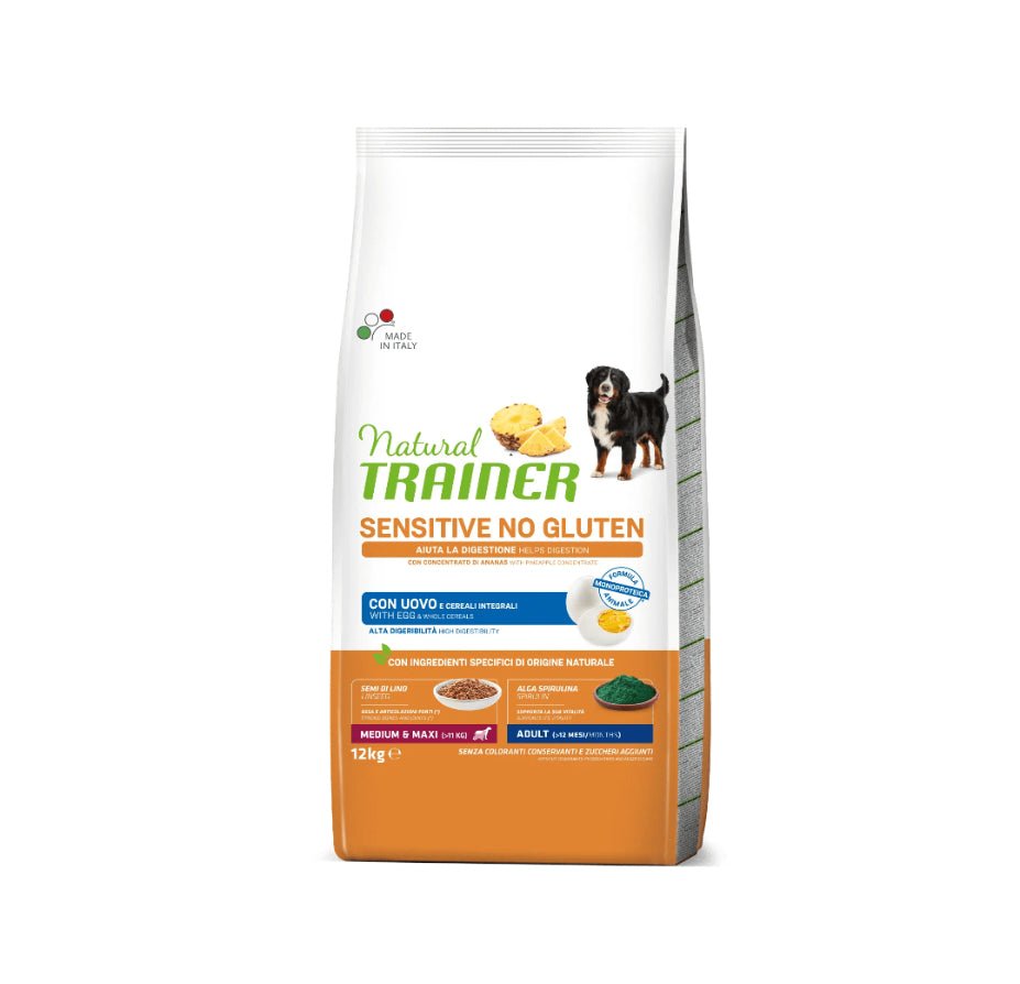 Trainer Natural Sensitive bez glutena sa jajima, hrana za odrasle pse srednjih i velikih rasa, 12kg - petcorner