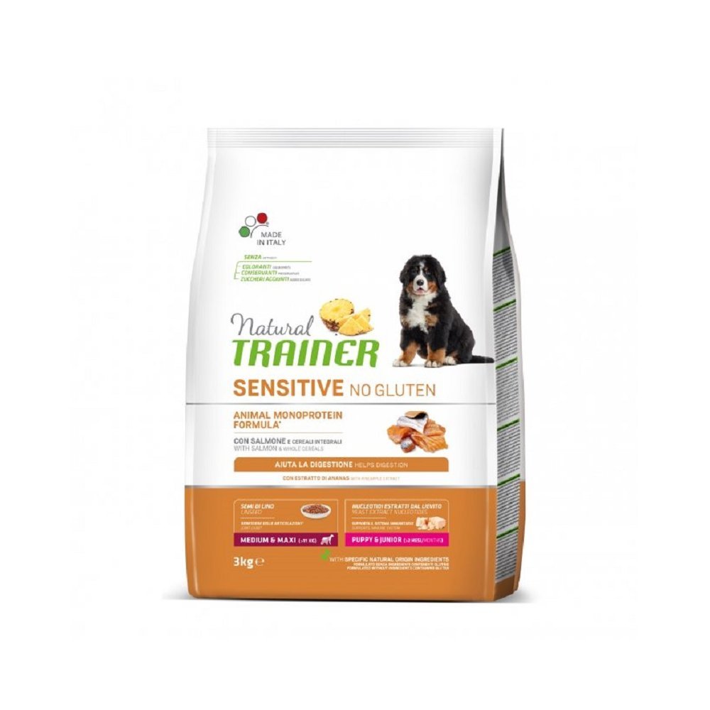 Trainer Natural Sensitive Hrana Za Štence I Mlade Pse Srednjih I Velikih Rasa, Bez Zitarica Losos 3kg - petcorner