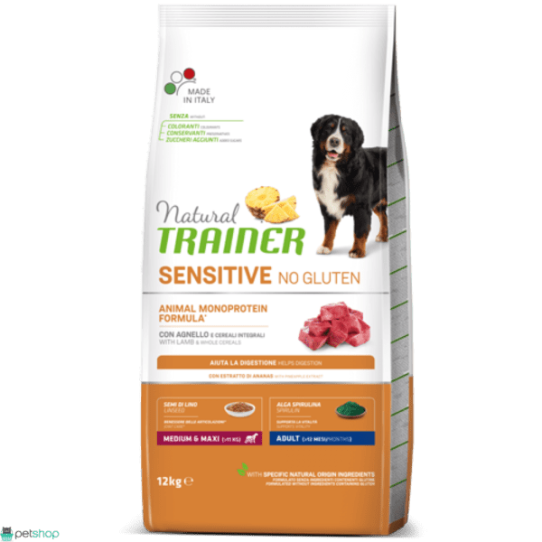 Trainer Natural Sensitive No Gluten Hrana za Odrasle Pse Srednjih I Velikih Rasa, Jagnjetina,12kg - petcorner