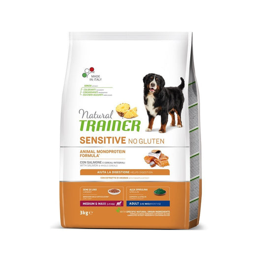 Trainer Natural Sensitive No Gluten Hrana Za Pse, Losos, Za Odrasle Pse Srednjih I Velikih Rasa, 3kg - petcorner