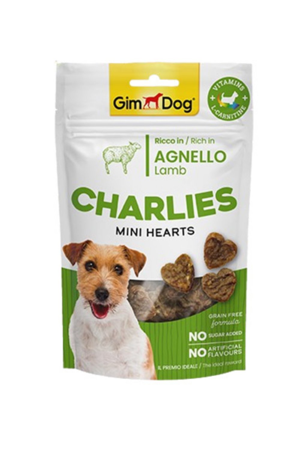 GimDog Charlies Mini Hearts - Poslastica za pse (Jagnjetina) 70g - petcorner