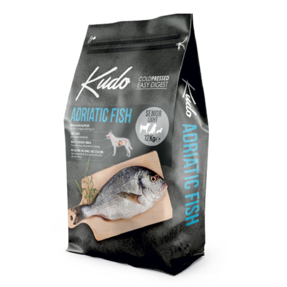 KUDO Adriatic Fish Senior Light 12kg – Hladno presovana hrana za starije pse - petcorner