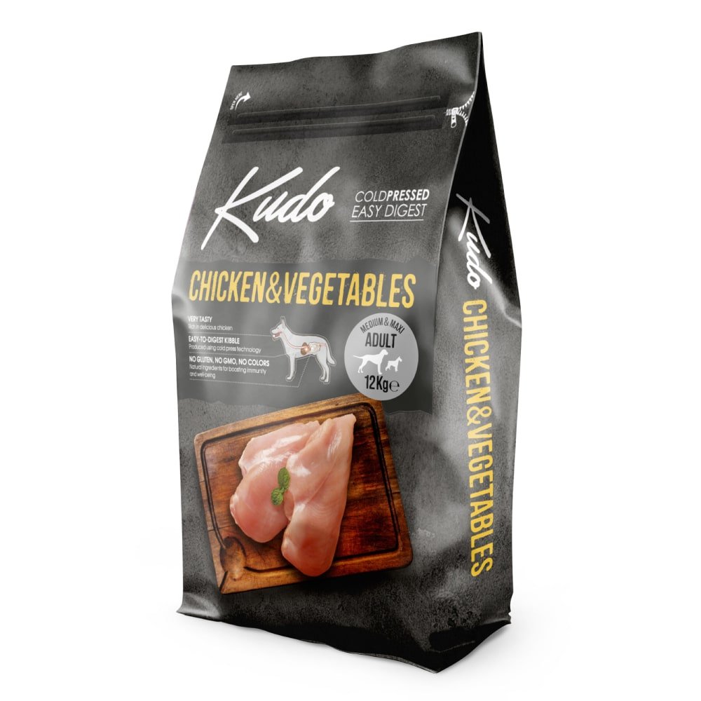 KUDO Chicken & Vegetables Adult 12kg – Hladno presovana hrana za pse svih rasa - petcorner