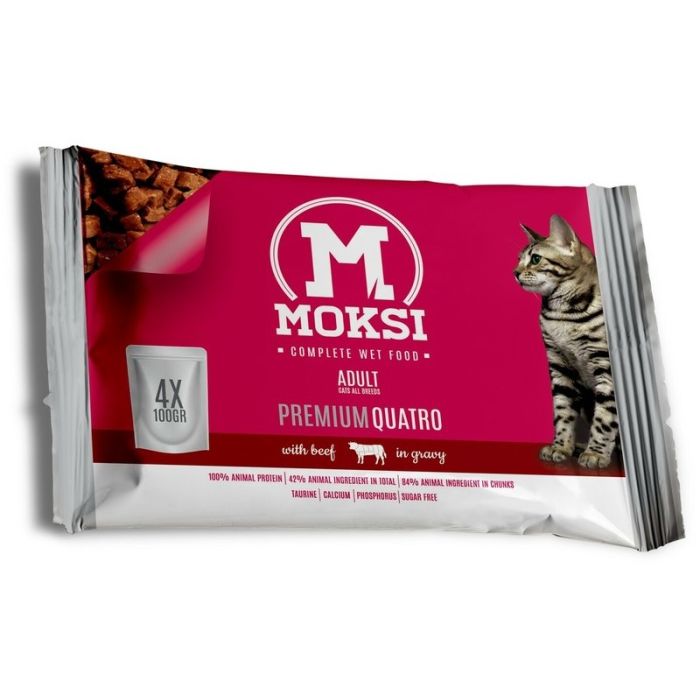 Moksi preliv za mačke govedina u sosu 4x100gr - petcorner