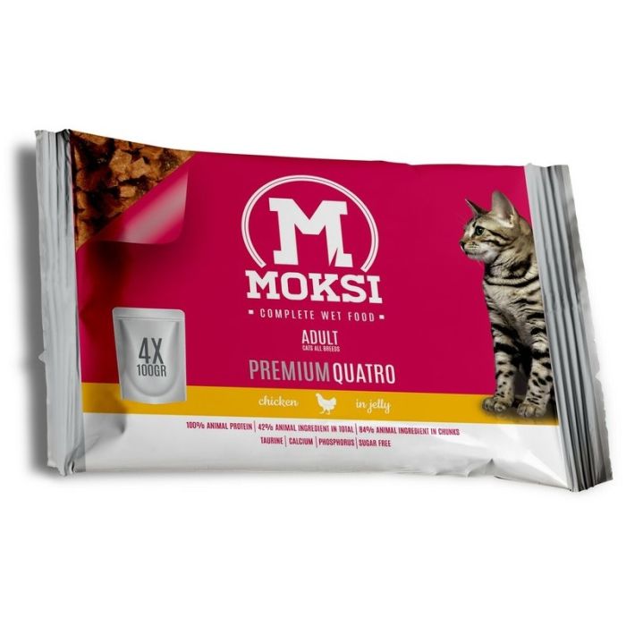 Moksi preliv za mačke piletina žele 4x100gr - petcorner