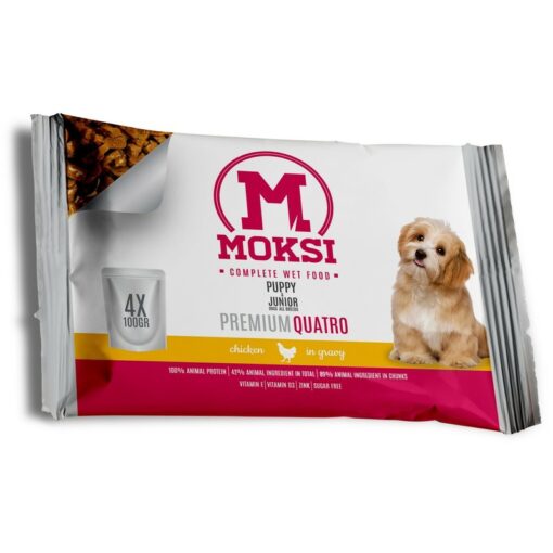 Moksi preliv za pse Puppy & Junior - Piletina 4x100gr - petcorner