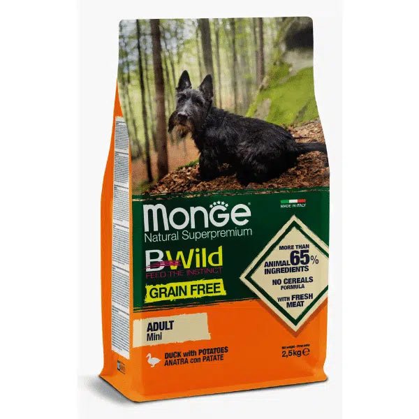 Monge BWild Grain Free za mini rase, Pačetina i Krompir 2.5 KG - petcorner