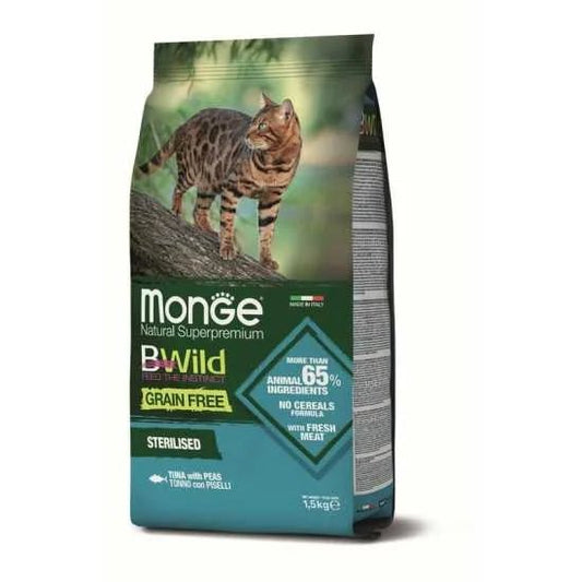 MONGE BWild hrana za mačke Grain Free Sterilised - tuna i grašak 1.5kg - petcorner