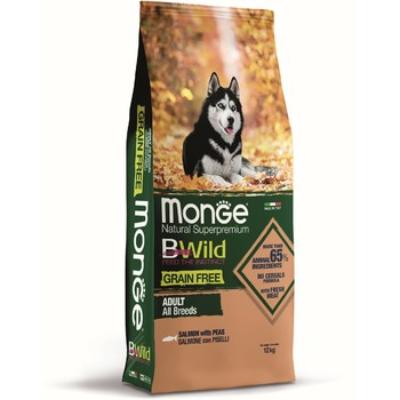 Monge Bwild Low Grain Free Adult Dog Food, Salmon & Pea, 12kg - petcorner