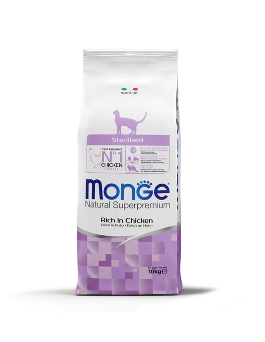 Monge Natural Superpremium Sterilised hrana za odrasle mačke, Piletina, 10kg - petcorner