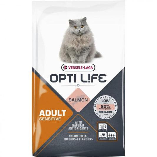 Opti Life Hrana za osetljive mačke Sensitive, Losos, 7.5kg - petcorner