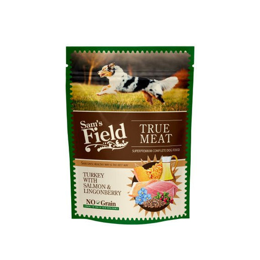 SAM´S FIELD True Meat Hrana za Pse Ćuretina, Losos i Brusnica 260g - petcorner